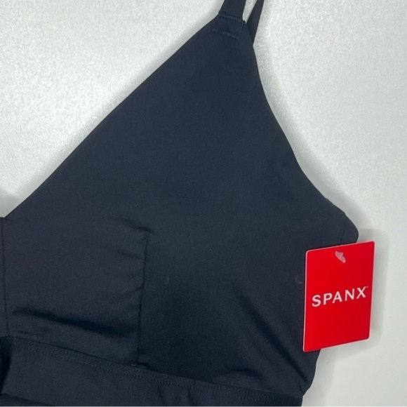 SPANX One Piece Swimsuit Slimming Black V-Neck Spaghetti Straps Adjustable Lrg - Picture 4 of 16